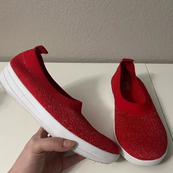 FitFlop | Women's Uberknit Slip-On Ballet Flat‎ Red Sz 8 - Picture 1 of 7